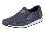 Rieker, sommerliche Herren-Slipper, mit Gummizug BLAU-BRAUN